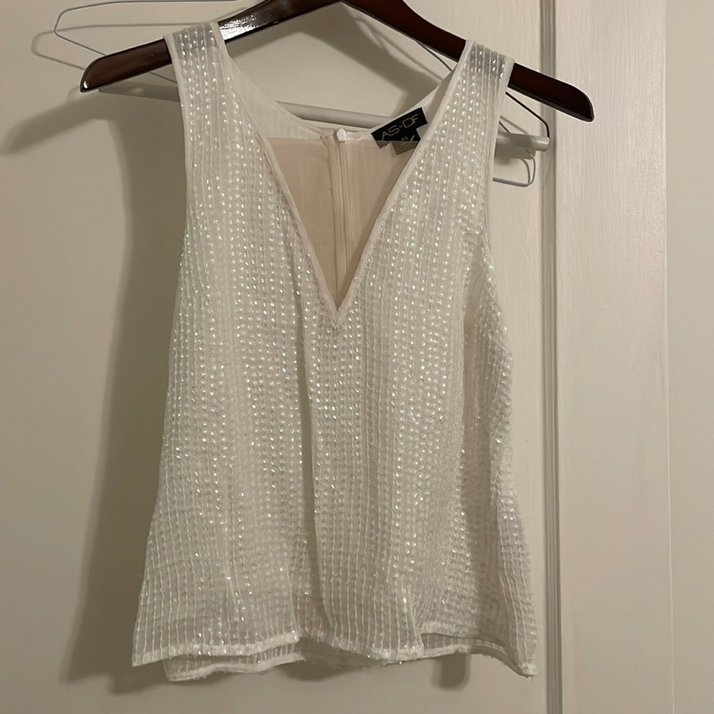 White Sequin Tank